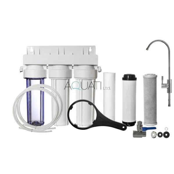 3 STAGE UNDER SINK CERAMIC DRINKING WATER FILTER SYSTEM + ACCESSORIES