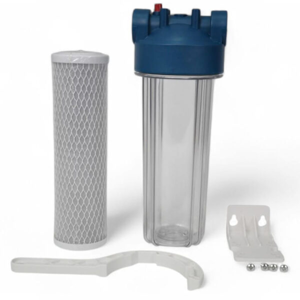 Complete Single Water Filter Set- 3/4" Housing, Bracket, Spanner & Activated Carbon Block Cartridge