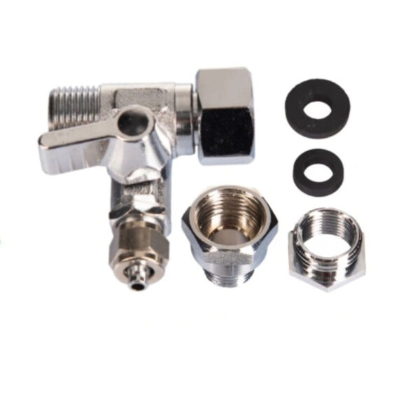 In-line Brass 3/8" & 1/2" Integrated Water Connector with Ball Valve 1/4" for Fridge, Ice Maker, Water Filter